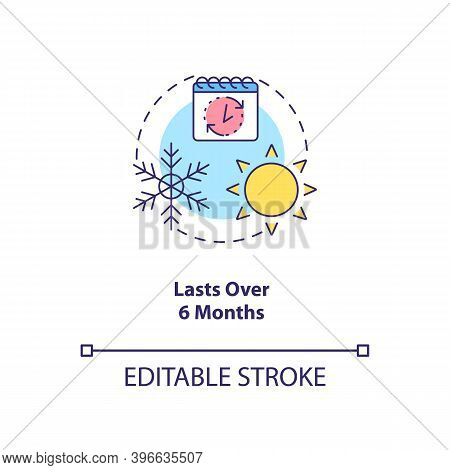 Lasts Over 6 Months Concept Icon. Cfs Symptom Idea Thin Line Illustration. Chronic Disease. Persiste