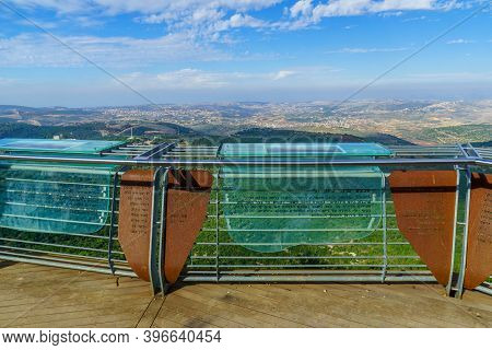Matat, Israel - November 24, 2020: The Mount Adir Observation Point Dedicated In Memory Of Second Le