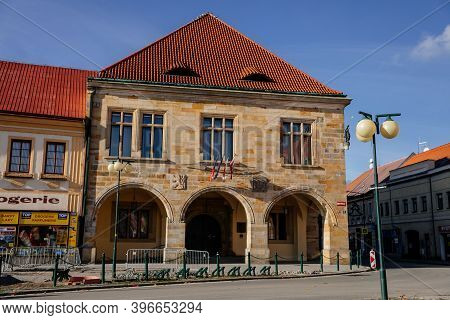 Premyslid Square And Hlav's House In Sunny Autumn Day, Nymburk, Central Bohemia, Czech Republic, Nov