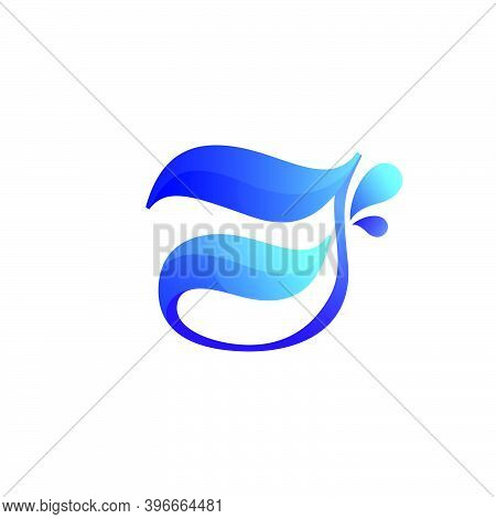 Clean Blue J Letter Logo With Water Splash And Drops. Vector Icon Perfect For Ecology Labels, Pool E