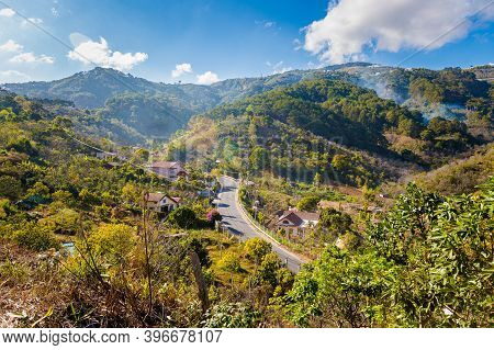 Beautiful Mountain Panorama Taken On Motorbike Trip From Cam Ranh To Dalat, Vietnam. Khanh Hoa, Ninh