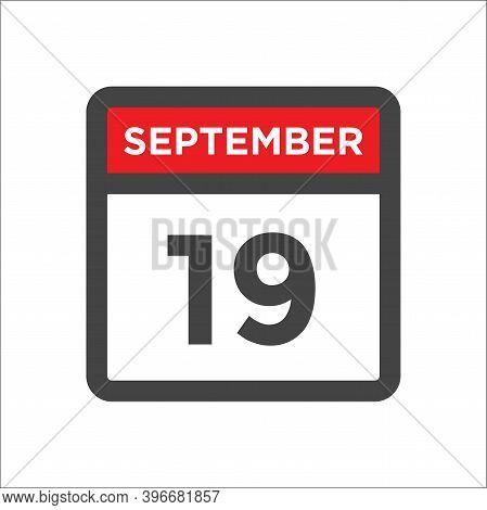 September 19 Calendar Icon With Day & Month Sept 19