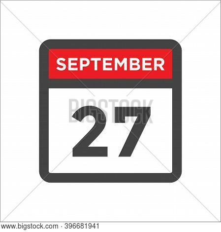 September 27 Calendar Icon With Day & Month Sept 27