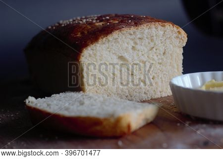 White Bread Home Baked For Breakfast With Nice Texture And Colour