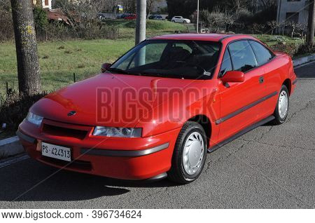 Pesaro - Italy - Feb. 13 2020: Old Youngtimer Opel Calibra