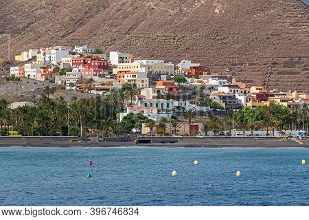 San Sebastian De La Gomera, Spain - November 13, 2019: City Beach, Boulevard Avenida De Los Descubri