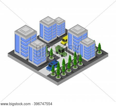 Isometric City In Vector On White Background