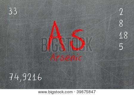 Lavagna isolato con tavola periodica, arsenico