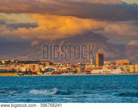 Alicante, Valencia, Spain - December 5, 2019: Mediterranean Coast Seaside Spanish Alacant City On Th