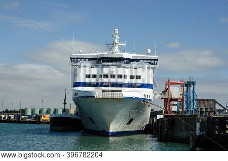 Portsmouth, Uk - September 8, 2020:  Head On View Of The Prow Of Normandie A Cross Channel Passenger