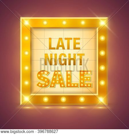 Late Night Sale Sign In Retro Neon Glowing Frame