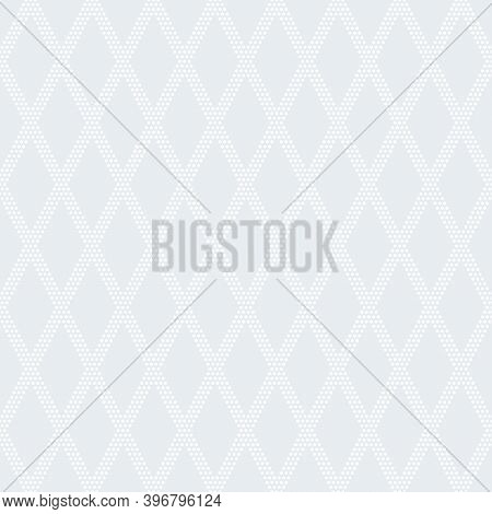 Geometric Seamless White Rhombus Pattern On Grey Background. Abstract Diamond Vector Pattern From Do