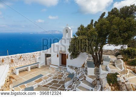 Ios Island, Greece- 21 September 2020: View Of The Small Church Of Panagia Paleokastritsa Inside The