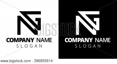 Creative Monogram Logo Template. Letter Ng Isolated On White And Black Background. Vector Concept Fo