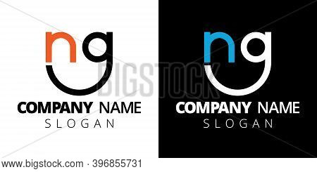 Creative Monogram Logo Template. Letter Ng Isolated On White And Black Background. Vector Concept Fo