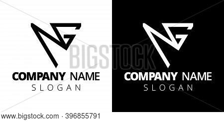 Creative Monogram Logo Template. Letter Ng Isolated On White And Black Background. Vector Concept Fo