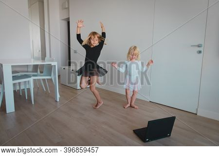Ballet Or Gymastics Lesson Online. Remote Learning For Kids.