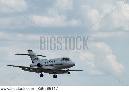 July 2, 2019, Moscow, Russia. Airplane Raytheon Hawker 750 Netjets Europe Airline At Vnukovo Airport