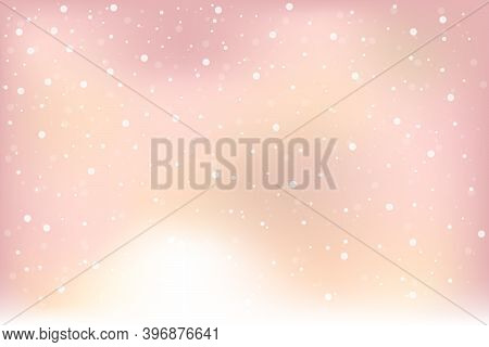 Vector Abstract Winter Soft Pink Background With Falling Snow.
