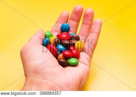 Belarus, Novopolotsk - 26 November, 2020: Candy M Ms In Hand