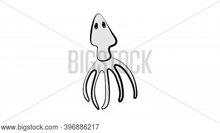 Appetizing Squid On A White Background, Vector Illustration. Delicious And Healthy Seafood. Squid Fo