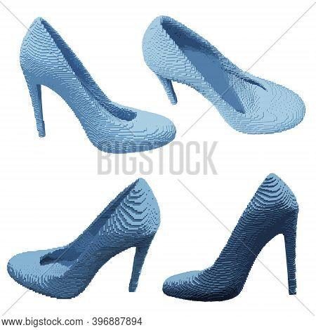 Shoes Women Voxel Graphics Picture Cartoon High Heel