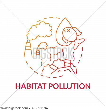 Habitat Pollution Red Gradient Concept Icon. Chemical Emission. Ecology Awareness. Environmental Har