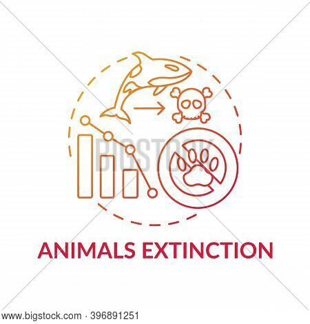 Animals Extinction Red Gradient Concept Icon. Biodiversity Loss. Animal Population Decrease. Wildlif