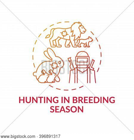 Hunting In Breeding Season Red Gradient Concept Icon. Illegal Animal Cruelty. Aim At Lion, Rabbit. W