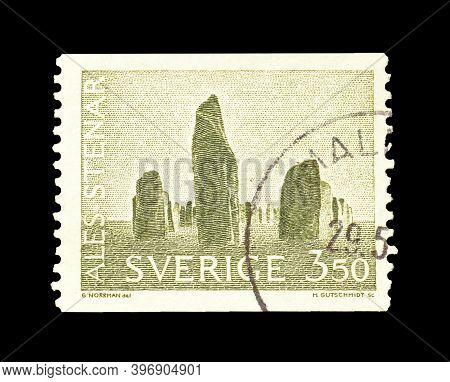 Sweden - Circa 1970 : Cancelled Postage Stamp Printed By Sweden, That Shows Ship Grave Yard In Skane