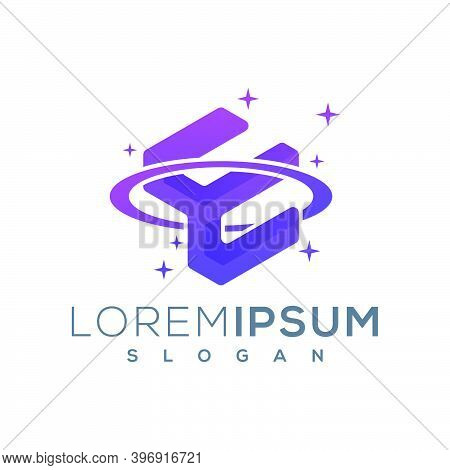 Letter E Planet Logo Design Vector Template Easy To Use