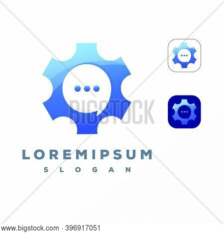 Colorful Gear Chat Logo Design Vector Template Easy To Use