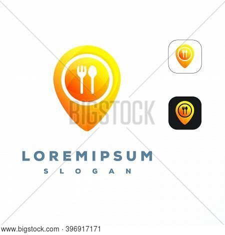 Colorful Location Food Logo Design Vector Template Easy To Use