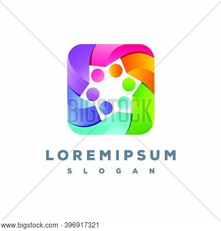 Colorful People Team Logo Design Vector Template Easy To Use