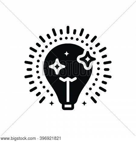 Black Solid Icon For Bright Shining Light Sparkling Flashing Bulb Luminous Illumination Electric Cre
