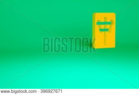 Orange Mahjong Pieces Icon Isolated On Green Background. Chinese Mahjong Red Dragon Game Emoji. Mini