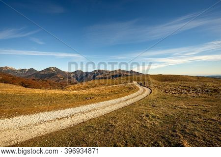 Mountain Range Of The Monte Carega, Called The Small Dolomites, View From The Lessinia Plateau (alto