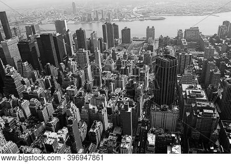 Aerial View Of The City Of Manhattan, The Hudson River And Brooklyn, Photographed From The Top Of Th
