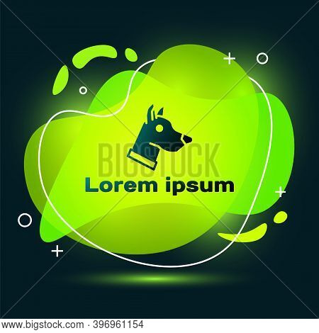 Black Dog Head Icon Isolated On Black Background. Abstract Banner With Liquid Shapes. Vector