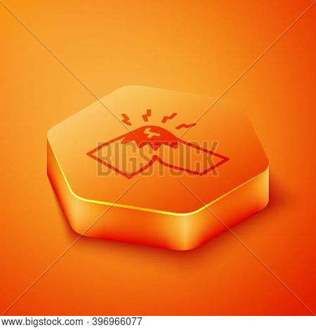 Isometric Joint Pain, Knee Pain Icon Isolated On Orange Background. Orthopedic Medical. Disease Of T
