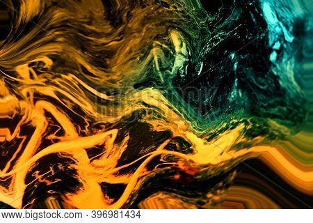Black And Yellow Pigments Difusion Into Each Other Abstract Colorful Vivid Background