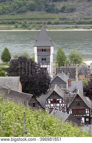 Aerial View Of Bacharach, A Town In The Mainz-bingen District In Rhineland-palatinate, Germany
