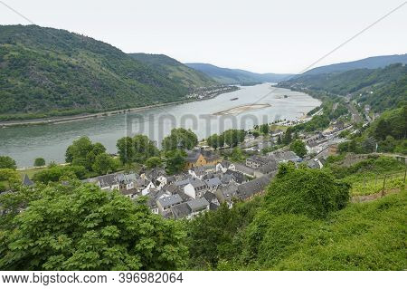 Aerial View Of Bacharach, A Town In The Mainz-bingen District In Rhineland-palatinate, Germany
