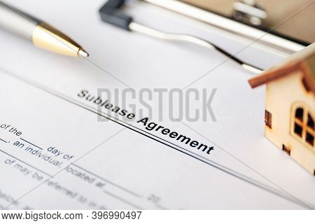 Legal Document Sublease Agreement On Paper Close Up