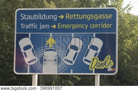Emergency Corridor On A Freeway Or Highway, Road Traffic And Transportation