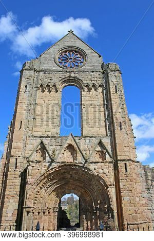 Ruined Walls Of Jedburgh Abbey In Scotland