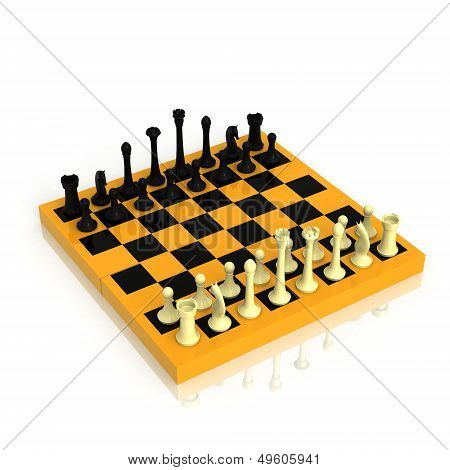 Chess board with a full set of figures