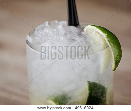 Caipirinha cocktail in a rustic restaurant