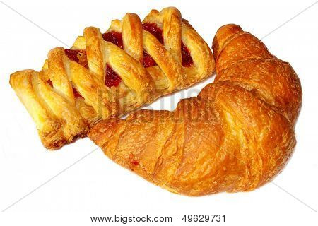 appetizing golden croissants isolated