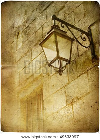 old lantern - picture in retro style